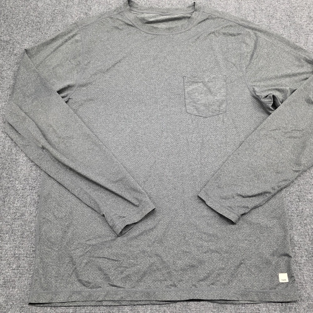 VUORI Men's Gray Long Sleeve Tradewind Performance T-Shirt Athleisure - XL